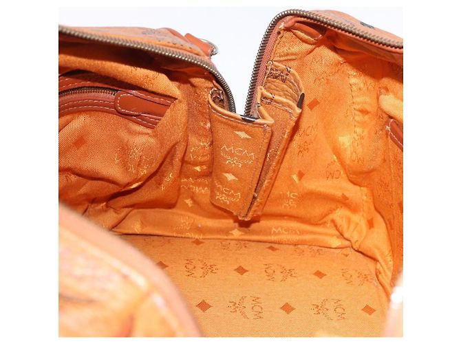 Borsa MCM Vicetos Logogram PVC Pelle 2way Marrone Oro Auth 193981 D'oro - vista 19