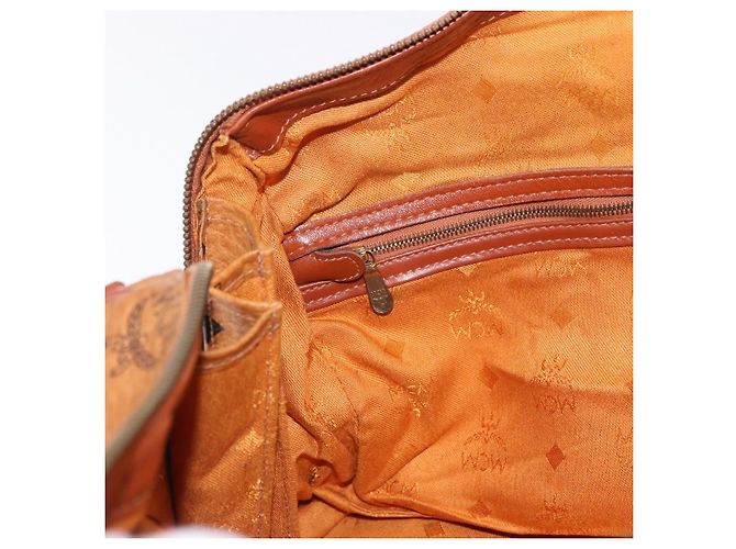 Borsa MCM Vicetos Logogram PVC Pelle 2way Marrone Oro Auth 193981 D'oro - vista 21