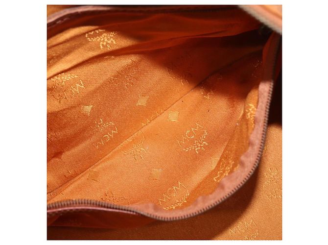 Borsa MCM Vicetos Logogram PVC Pelle 2way Marrone Oro Auth 193981 D'oro - vista 22