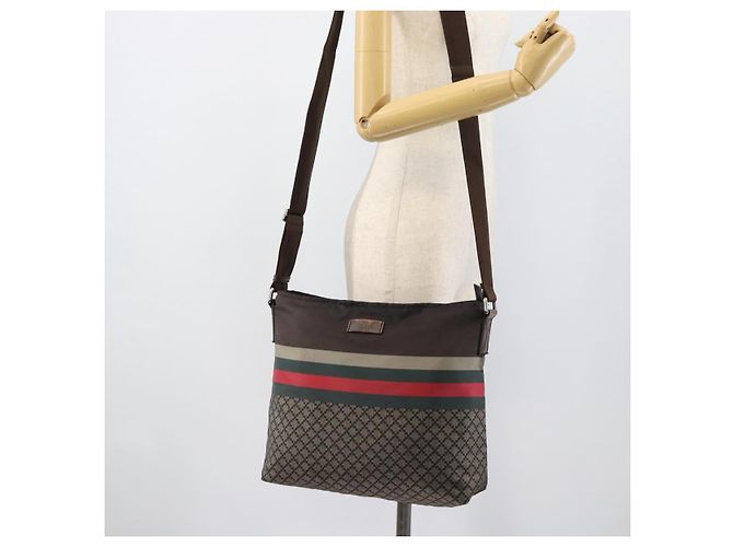 Bolso de Hombro GUCCI Web Sherry Line Nylon Beige Plata 270410 Auth 194052 - Ansicht 23