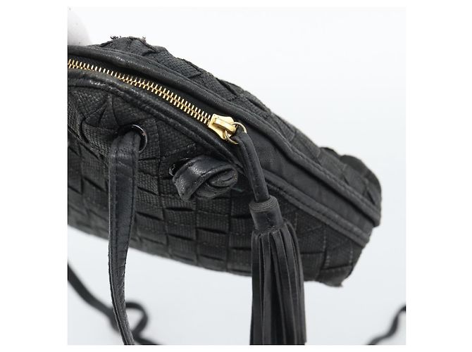 Borsa a Spalla BOTTEGA VENETA INTRECCIATO Tela Nero Oro Auth 190995 - vista 10