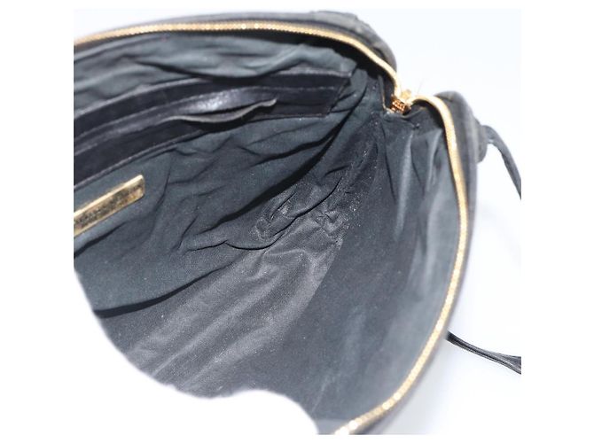 Borsa a Spalla BOTTEGA VENETA INTRECCIATO Tela Nero Oro Auth 190995 - vista 17