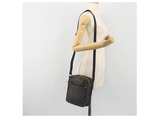 Borsa a Spalla GUCCI GG Canvas Nera Argento 03136 Auth hk3986 Nero - vista 24