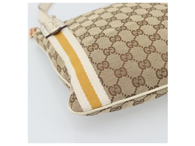 Borsa a tracolla GUCCI GG Canvas Sherry Line Beige Oro 144388 Auth 193563A D'oro - vista 11