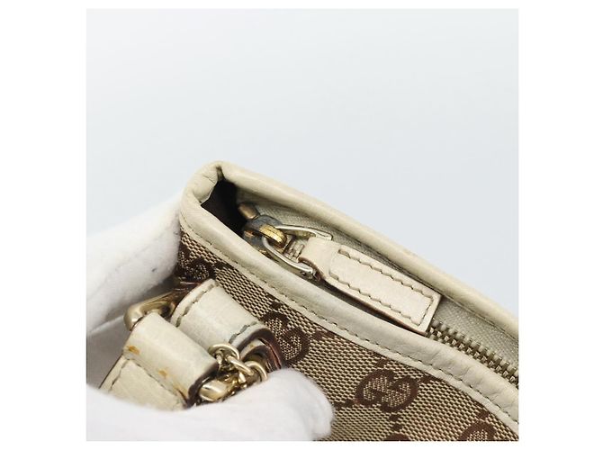 Borsa a tracolla GUCCI GG Canvas Sherry Line Beige Oro 144388 Auth 193563A D'oro - vista 15