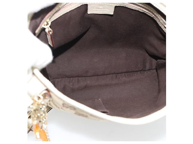 Borsa a tracolla GUCCI GG Canvas Sherry Line Beige Oro 144388 Auth 193563A D'oro - vista 17