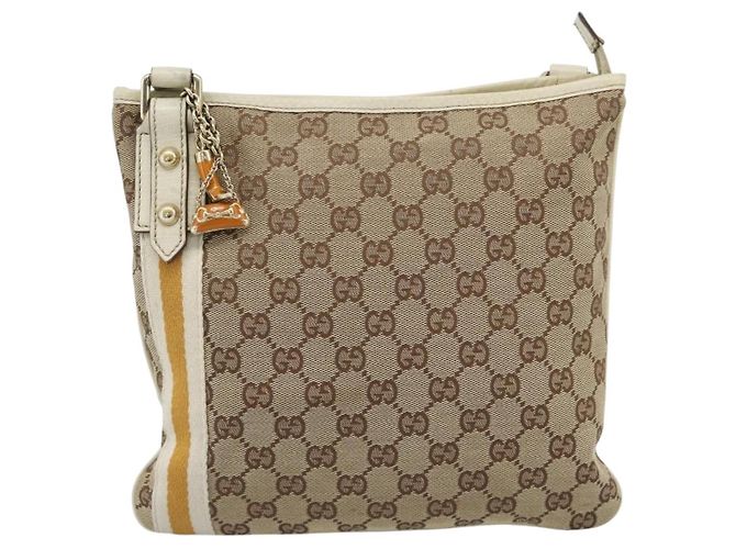 Borsa a tracolla GUCCI GG Canvas Sherry Line Beige Oro 144388 Auth 193563A D'oro - vista 2
