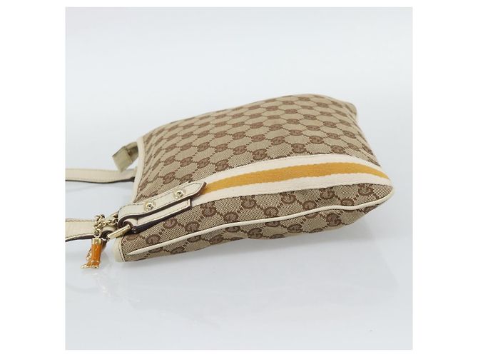 Borsa a tracolla GUCCI GG Canvas Sherry Line Beige Oro 144388 Auth 193563A D'oro - vista 4