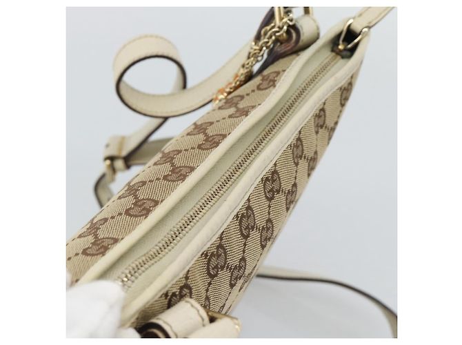 Borsa a tracolla GUCCI GG Canvas Sherry Line Beige Oro 144388 Auth 193563A D'oro - vista 6