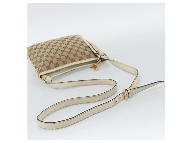 Borsa a tracolla GUCCI GG Canvas Sherry Line Beige Oro 144388 Auth 193563A D'oro - vista 7