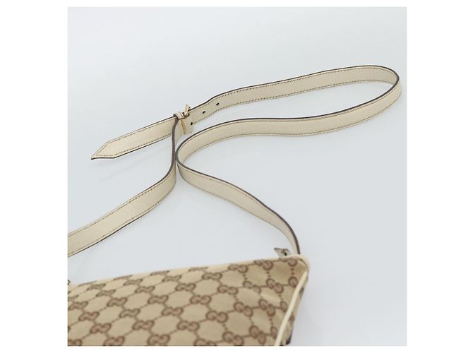 Borsa a tracolla GUCCI GG Canvas Sherry Line Beige Oro 144388 Auth 193563A D'oro - vista 8