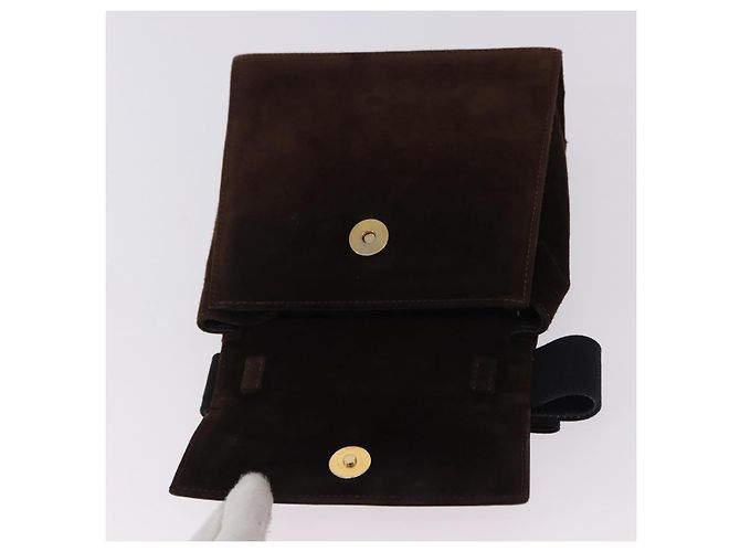 Borsa Salvatore Ferragamo Vala in scamosciato 2way Marrone Oro Auth hk3989 D'oro - vista 15