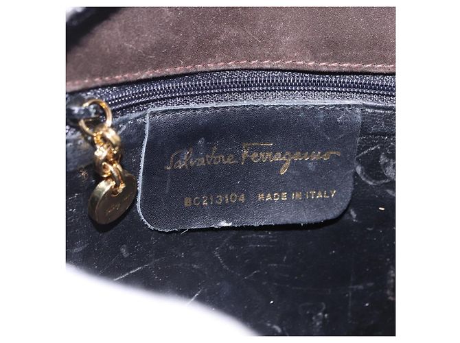 Borsa Salvatore Ferragamo Vala in scamosciato 2way Marrone Oro Auth hk3989 D'oro - vista 16