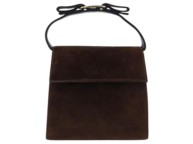 Borsa Salvatore Ferragamo Vala in scamosciato 2way Marrone Oro Auth hk3989 D'oro - vista 2