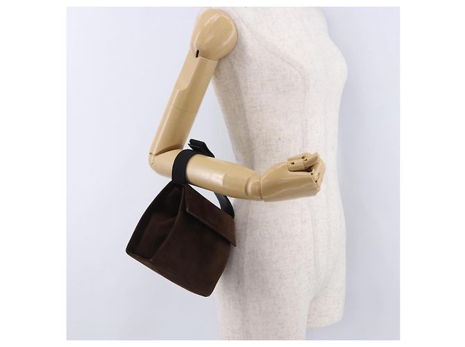 Borsa Salvatore Ferragamo Vala in scamosciato 2way Marrone Oro Auth hk3989 D'oro - vista 22