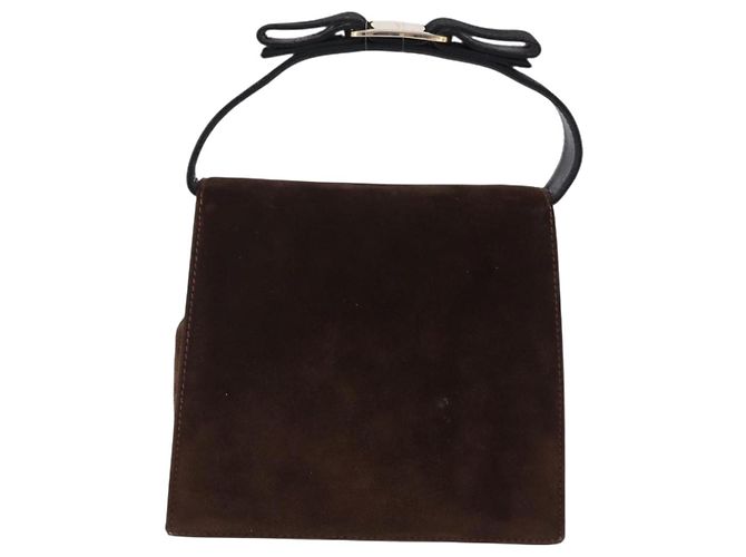 Borsa Salvatore Ferragamo Vala in scamosciato 2way Marrone Oro Auth hk3989 D'oro - vista 3