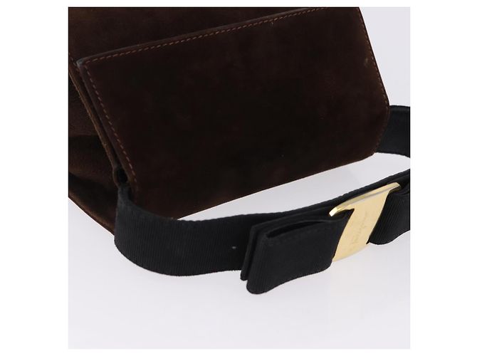 Borsa Salvatore Ferragamo Vala in scamosciato 2way Marrone Oro Auth hk3989 D'oro - vista 6