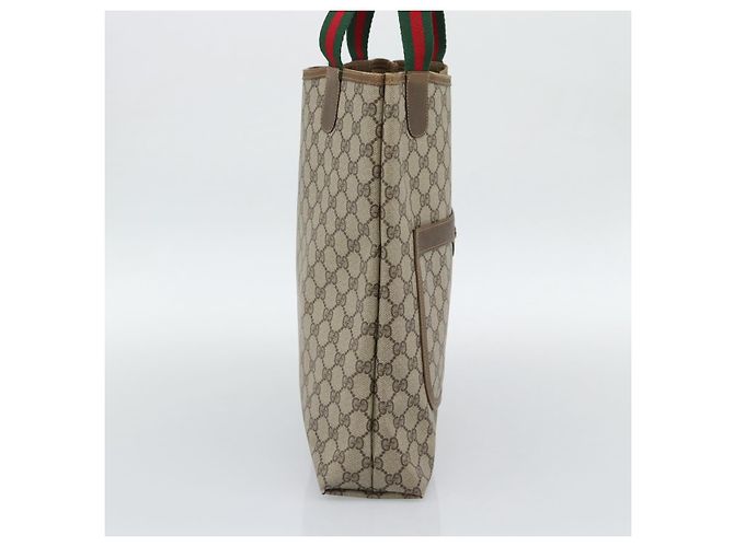 Borsa Tote GUCCI GG Supreme Web Sherry Line in PVC Beige 40 02 003 Auth 193566 - vista 4