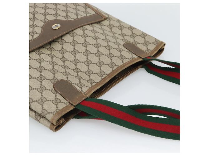 Borsa Tote GUCCI GG Supreme Web Sherry Line in PVC Beige 40 02 003 Auth 193566 - vista 6