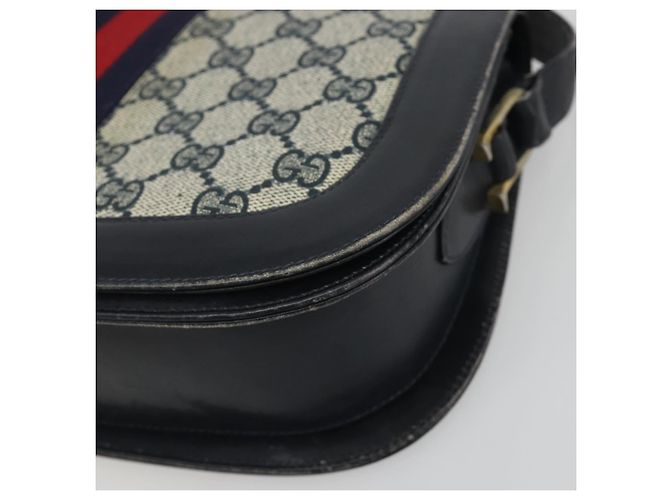 Borsa a Spalla GUCCI GG Supreme Sherry Line PVC Blu Navy Oro Auth 191082 D'oro - vista 10