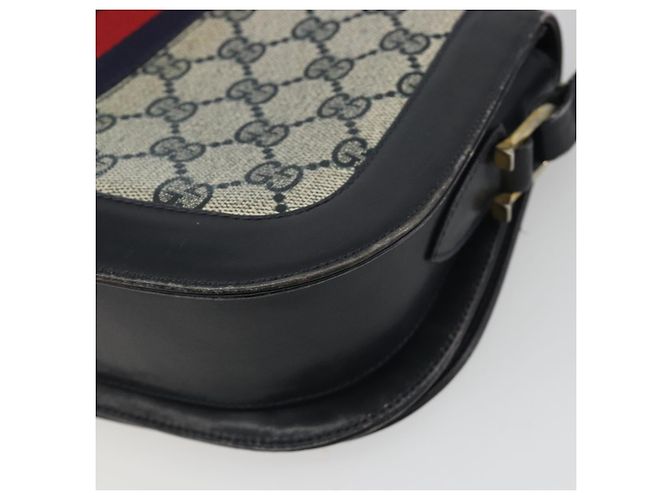 Borsa a Spalla GUCCI GG Supreme Sherry Line PVC Blu Navy Oro Auth 191082 D'oro - vista 12