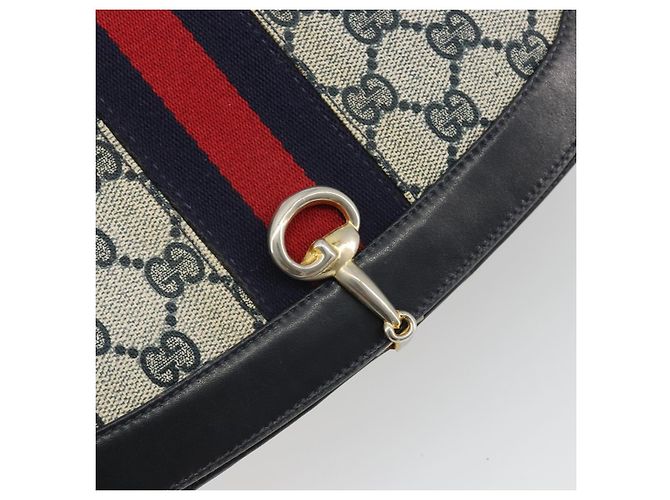 Borsa a Spalla GUCCI GG Supreme Sherry Line PVC Blu Navy Oro Auth 191082 D'oro - vista 14