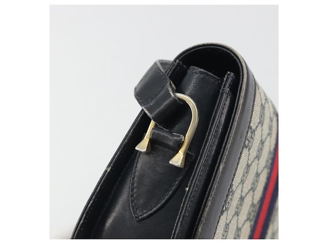 Borsa a Spalla GUCCI GG Supreme Sherry Line PVC Blu Navy Oro Auth 191082 D'oro - vista 15