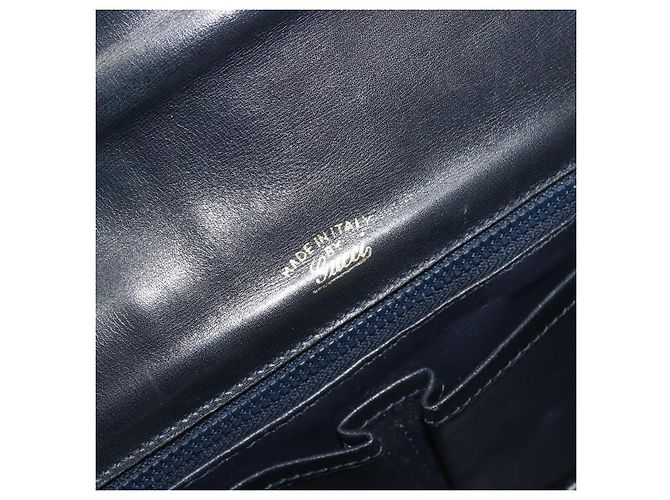 Borsa a Spalla GUCCI GG Supreme Sherry Line PVC Blu Navy Oro Auth 191082 D'oro - vista 18
