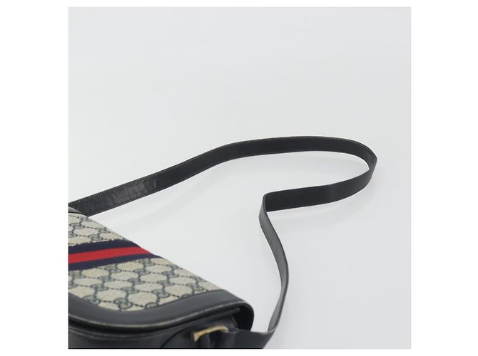 Borsa a Spalla GUCCI GG Supreme Sherry Line PVC Blu Navy Oro Auth 191082 D'oro - vista 8