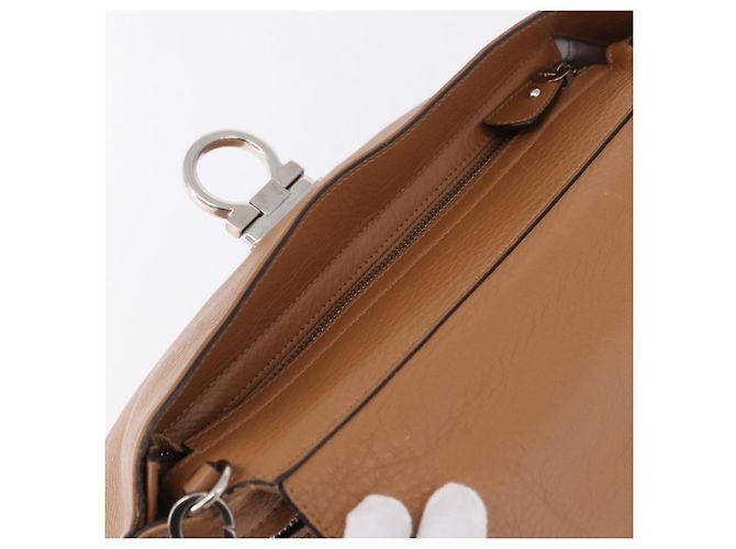 Borsa Salvatore Ferragamo Sofia Gancini in Pelle 2way Beige Silver Autentica 194596A Argento - vista 19
