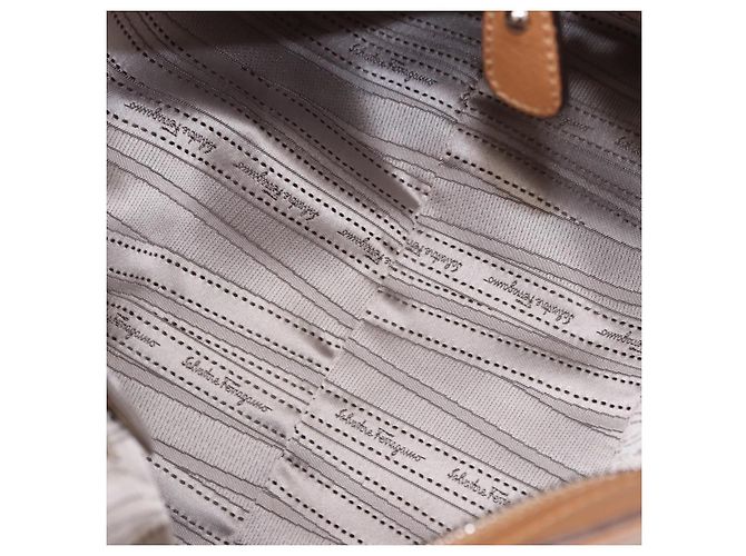 Borsa Salvatore Ferragamo Sofia Gancini in Pelle 2way Beige Silver Autentica 194596A Argento - vista 22