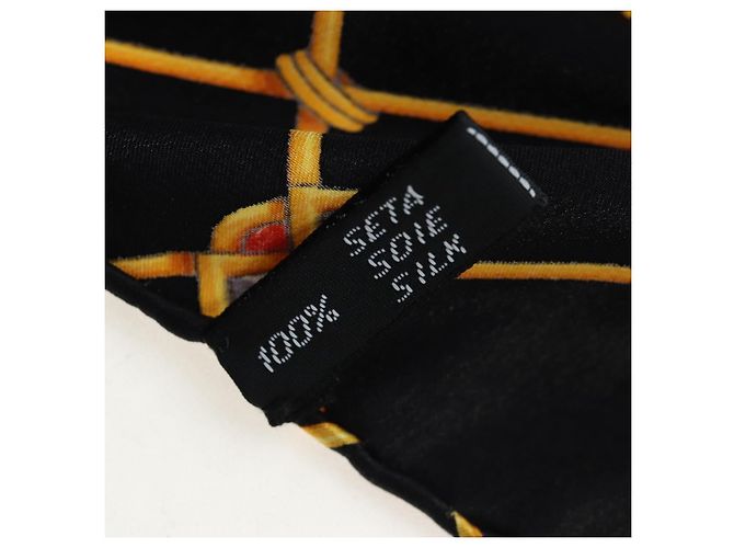 Céline CELINE Large Jewelry Pattern Seidentuch Schwarz Gelb Auth am12158M - Ansicht 13