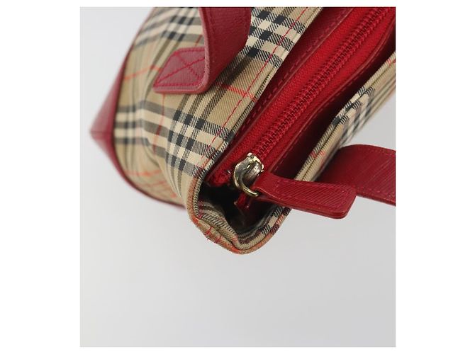 Borsa a mano BURBERRY Nova Check in tela Beige Red Auth ep15265 Rosso - vista 14