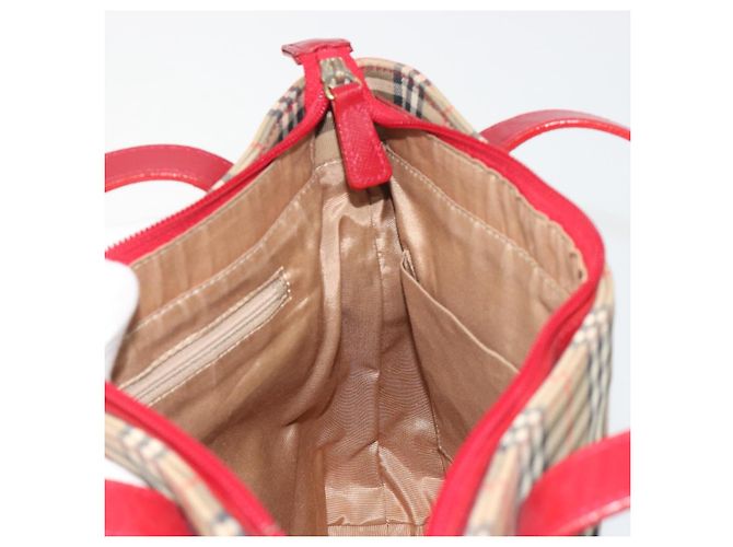 Borsa a mano BURBERRY Nova Check in tela Beige Red Auth ep15265 Rosso - vista 16