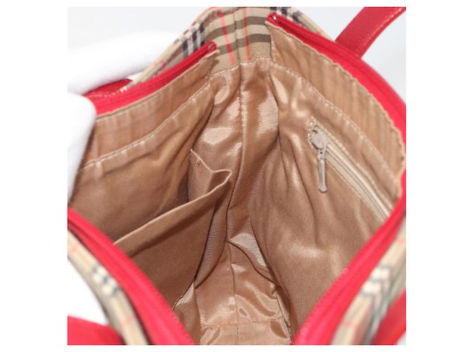 Borsa a mano BURBERRY Nova Check in tela Beige Red Auth ep15265 Rosso - vista 17
