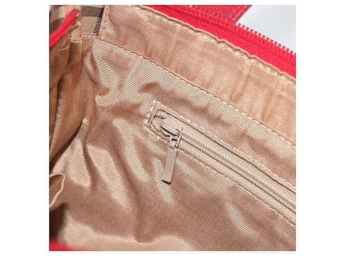 Borsa a mano BURBERRY Nova Check in tela Beige Red Auth ep15265 Rosso - vista 18
