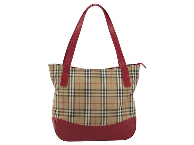 Borsa a mano BURBERRY Nova Check in tela Beige Red Auth ep15265 Rosso - vista 2