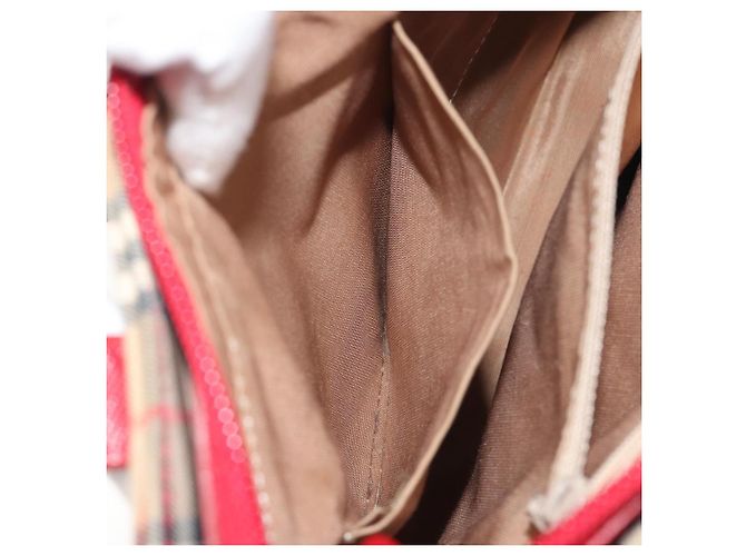 Borsa a mano BURBERRY Nova Check in tela Beige Red Auth ep15265 Rosso - vista 20