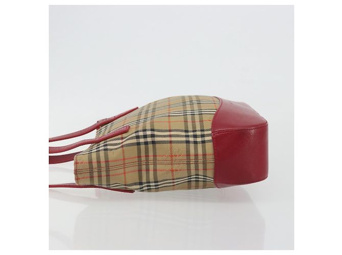 Borsa a mano BURBERRY Nova Check in tela Beige Red Auth ep15265 Rosso - vista 5