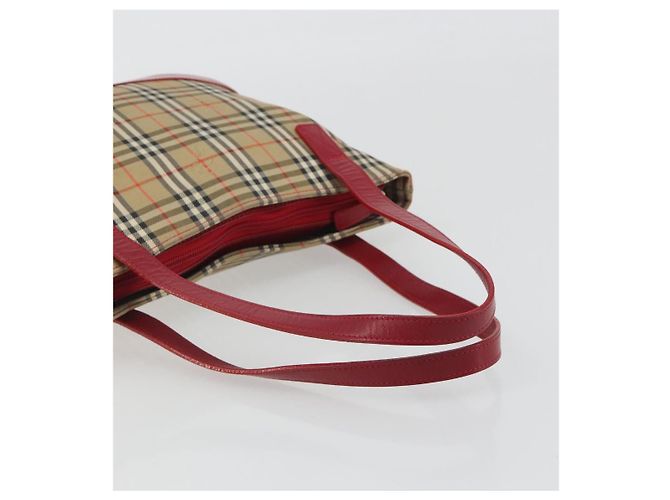 Borsa a mano BURBERRY Nova Check in tela Beige Red Auth ep15265 Rosso - vista 7