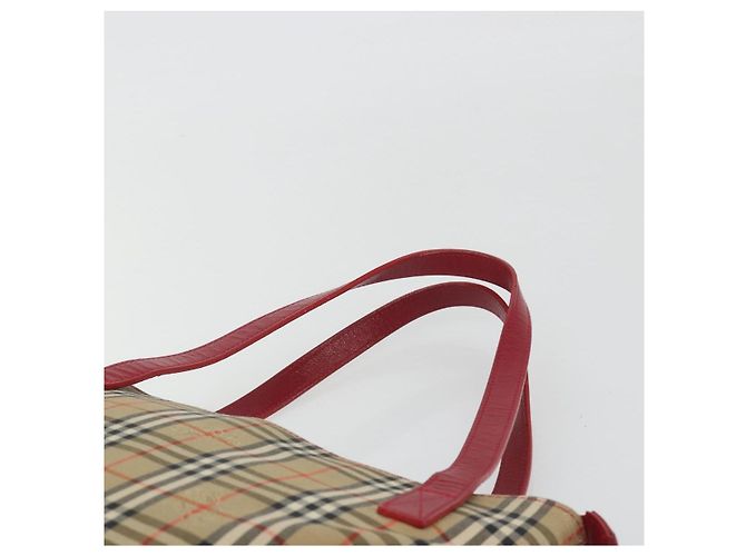 Borsa a mano BURBERRY Nova Check in tela Beige Red Auth ep15265 Rosso - vista 8