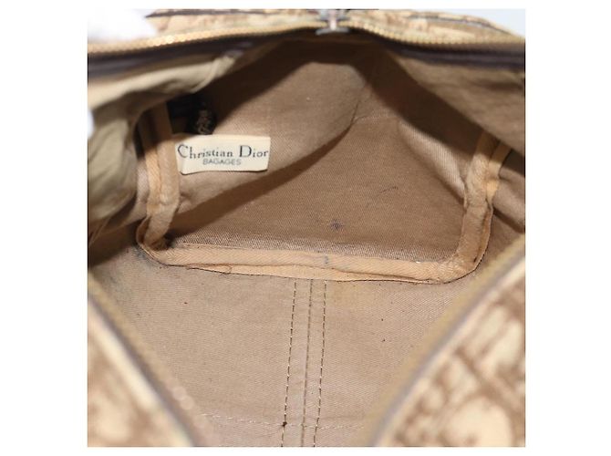 Boston Tasche Christian Dior Trotter Canvas Beige Gold Auth 193530 Golden - Ansicht 17