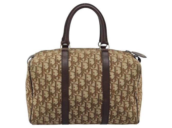 Boston Tasche Christian Dior Trotter Canvas Beige Gold Auth 193530 Golden - Ansicht 3