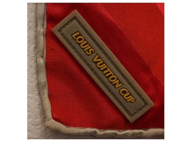 Sciarpa LOUIS VUITTON LV Cup 2000 in seta rossa LV Auth bs36345 Rosso - vista 6
