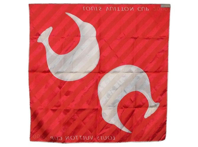 Sciarpa LOUIS VUITTON LV Cup 2000 in seta rossa LV Auth bs36345 Rosso - vista 7