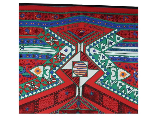 Hermès HERMES Carré 90 Schal « HORS BLEUS D'AFRIQUE » Seide Rot Auth am12076M - Ansicht 3