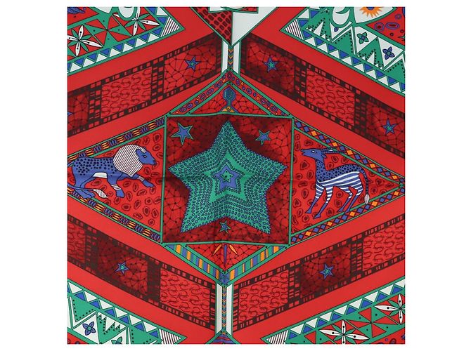 Hermès HERMES Carré 90 Schal « HORS BLEUS D'AFRIQUE » Seide Rot Auth am12076M - Ansicht 6