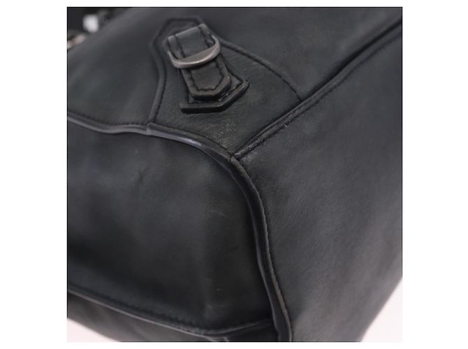 BALENCIAGA Le City Hand Bag Leather Navy Silver 684907 Auth ka5367SAM Argento Blu navy - vista 12
