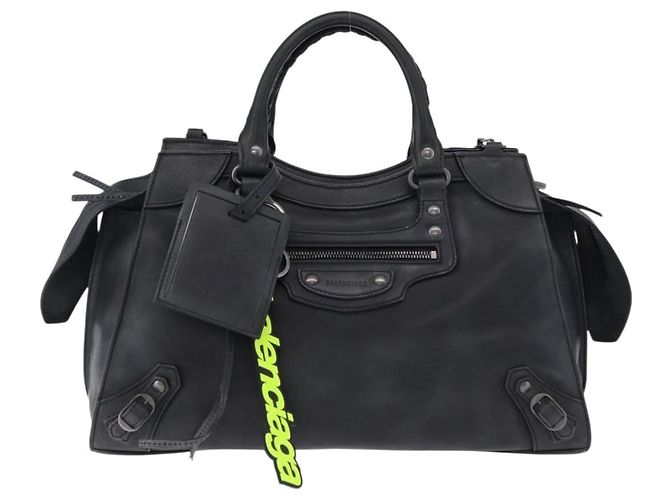 BALENCIAGA Le City Hand Bag Leather Navy Silver 684907 Auth ka5367SAM Argento Blu navy - vista 2