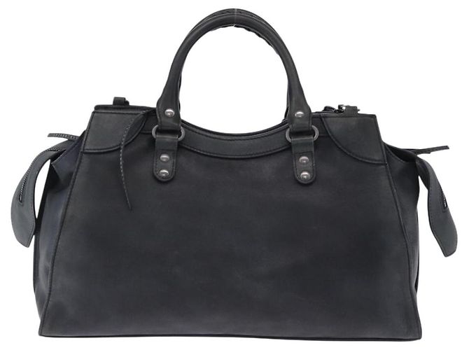 BALENCIAGA Le City Hand Bag Leather Navy Silver 684907 Auth ka5367SAM Argento Blu navy - vista 3